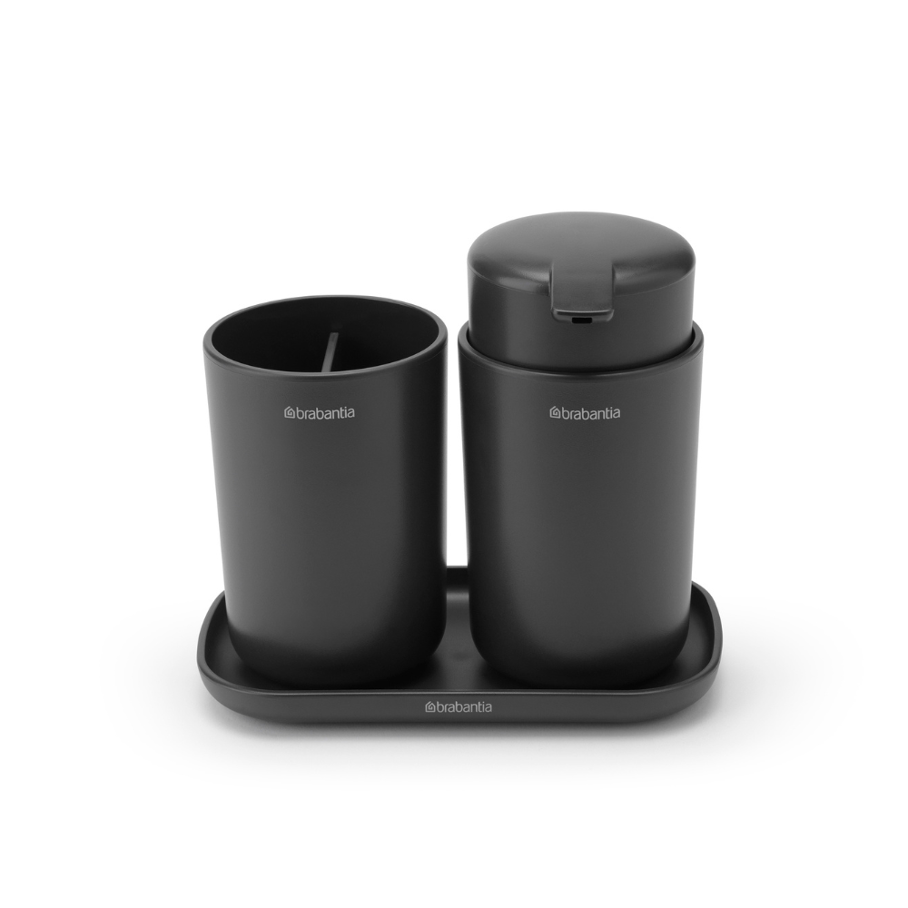 Bathroom Accessory Set, ReNew, Set of 3 - Dark Grey at at Brabantia GH