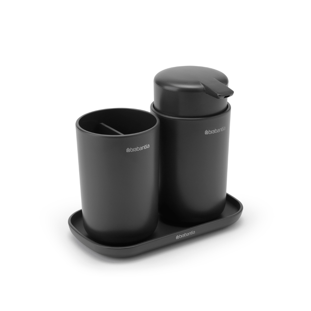 Bathroom Accessory Set, ReNew, Set of 3 - Dark Grey at at Brabantia GH