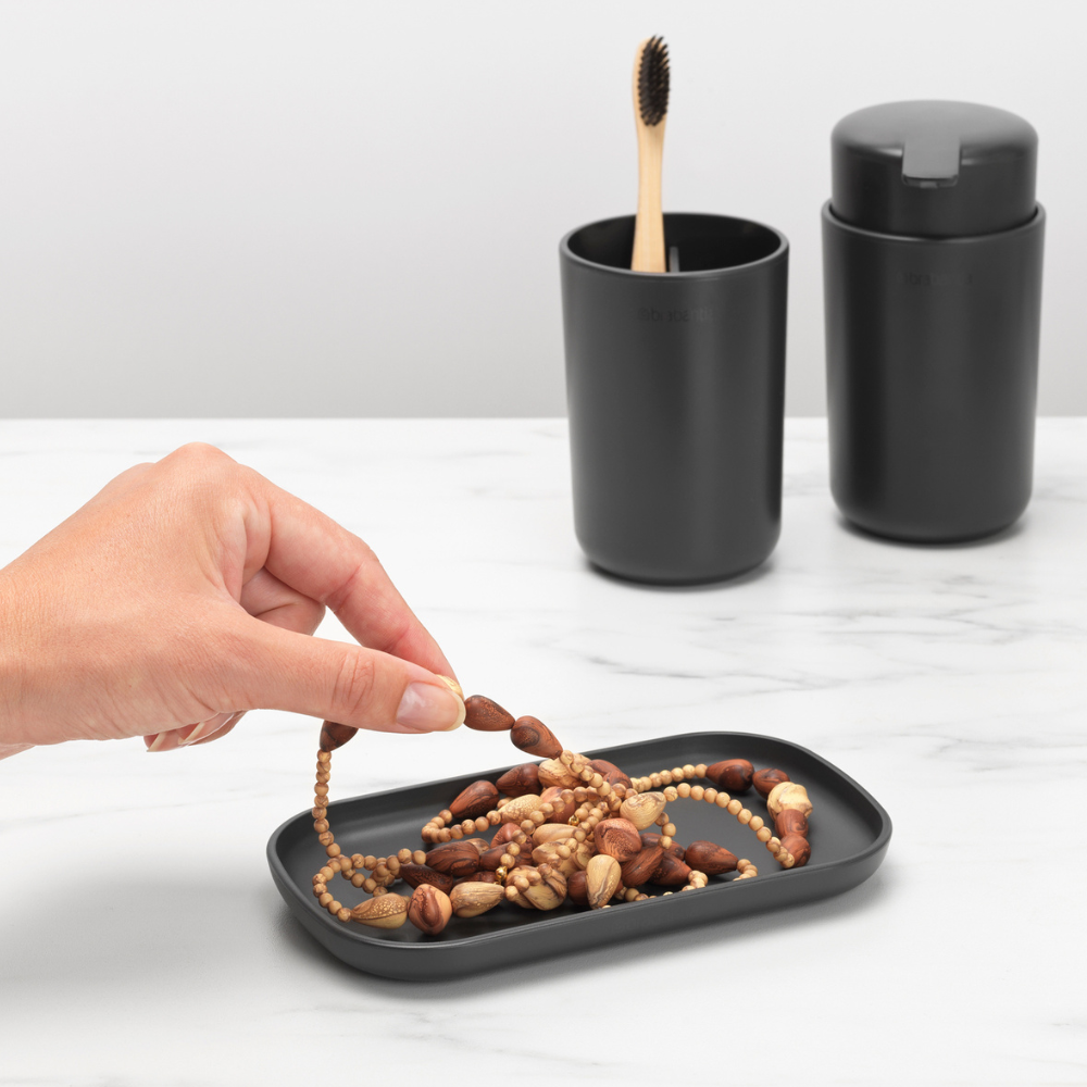 Bathroom Accessory Set, ReNew, Set of 3 - Dark Grey at at Brabantia GH