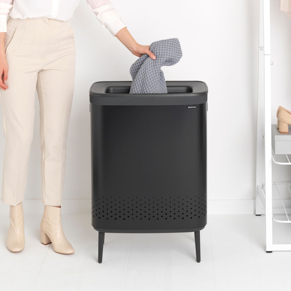 Bo Laundry Bin Hi, 2 x 45 litre - Matt Black at Brabantia GH