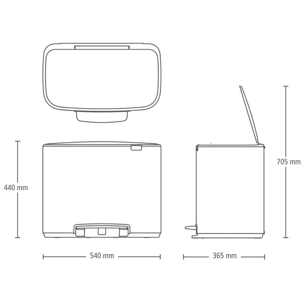 Bo Pedal Bin, 36L Dimensions at Brabantia GH