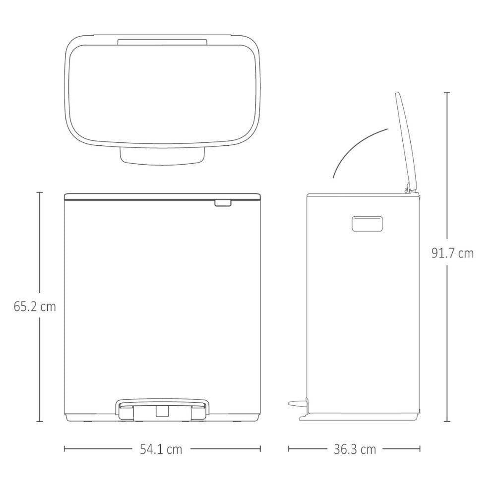 Bo Pedal Bin, 60L Dimensions at Brabantia GH