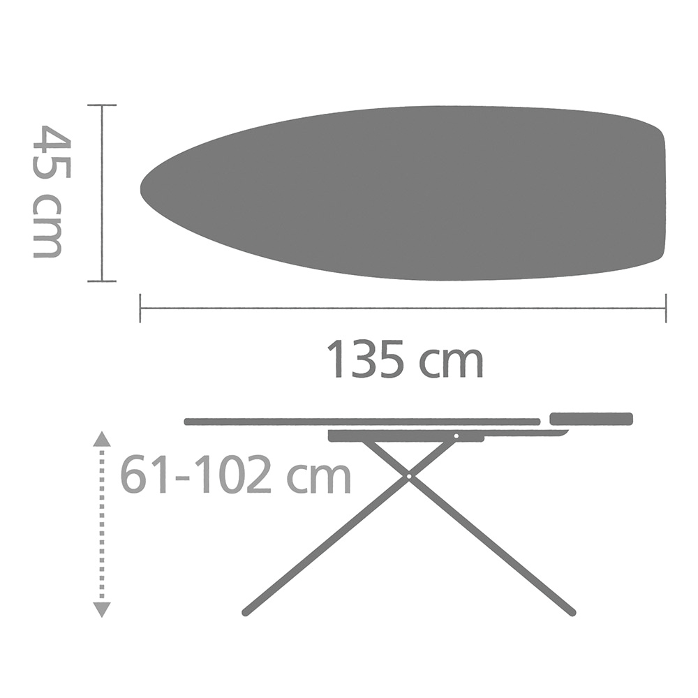 Ironing Board D, 135 x 45 cm, for Steam Iron & Generator -Titan Oval Dimensions at Brabantia GH