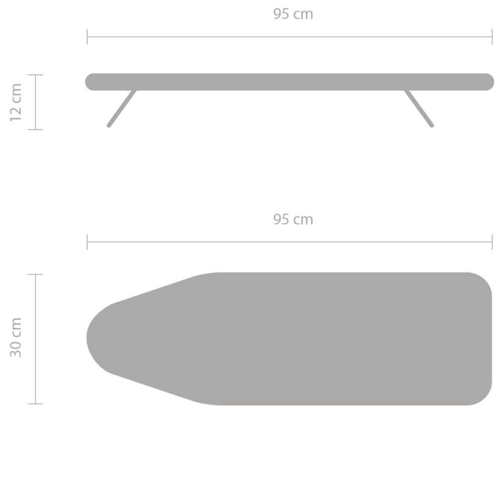 Ironing Board S, 95 x 30 cm, TableTop - Morning Breeze Dimensions at Brabantia GH