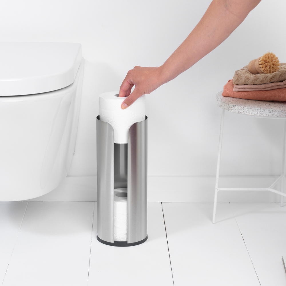 ReNew Toilet Roll Dispenser, for 3 spare Rolls - Matt Steel at Brabantia GH