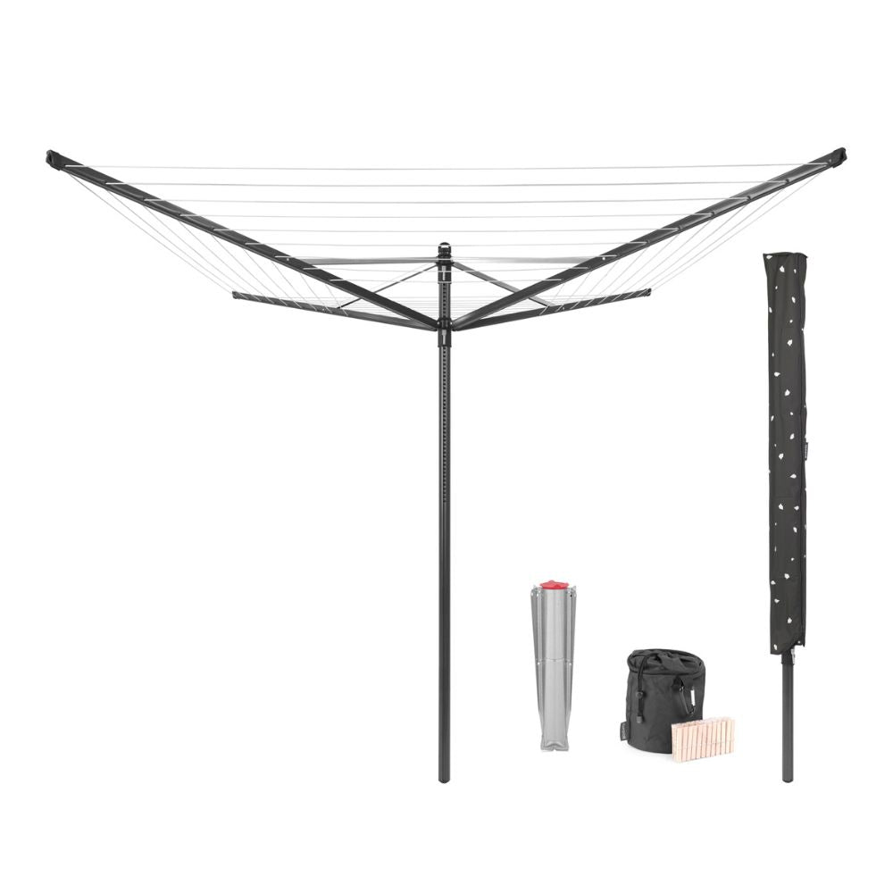 Rotary Dryer Lift-O-Matic, 50 metre, with Ground Spike, Cover & Peg Bag, Ø 45 mm - Anthracite at Brabantia GH