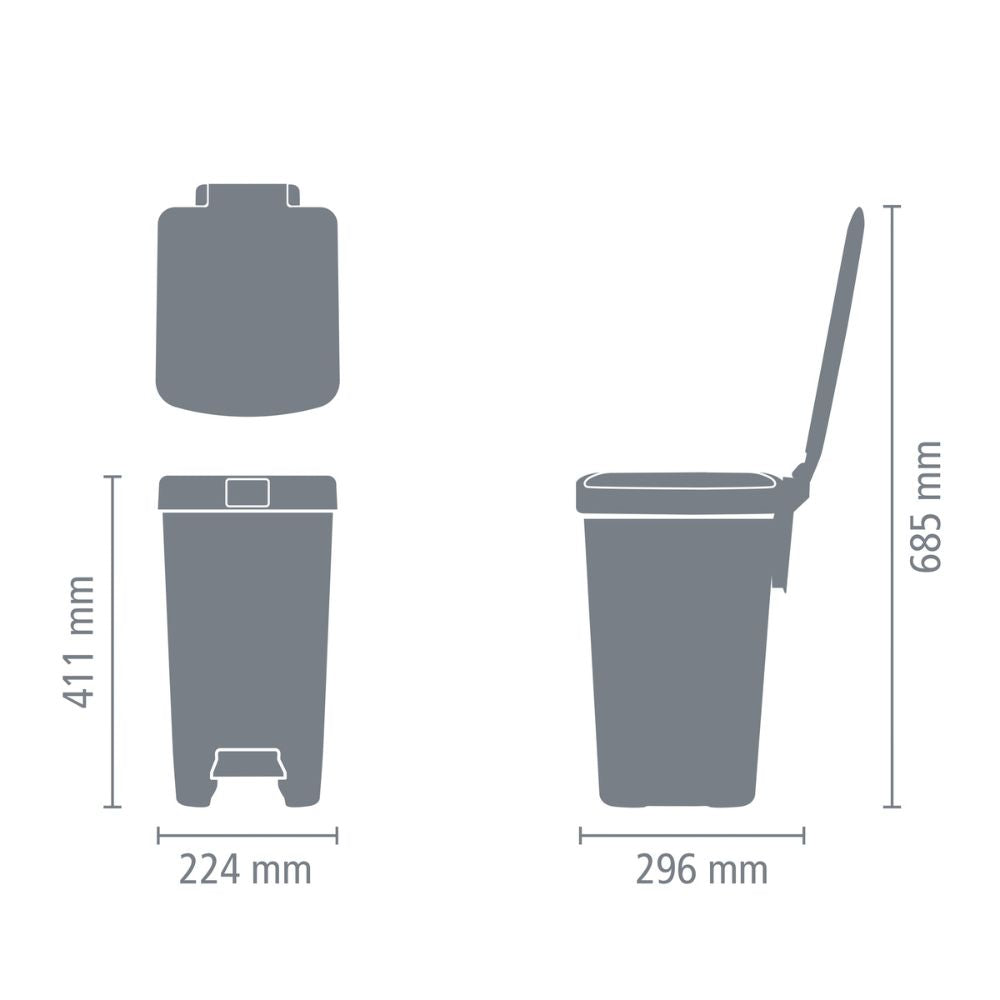 StepUp Pedal Bin 16L Dimensions at Brabantia GH