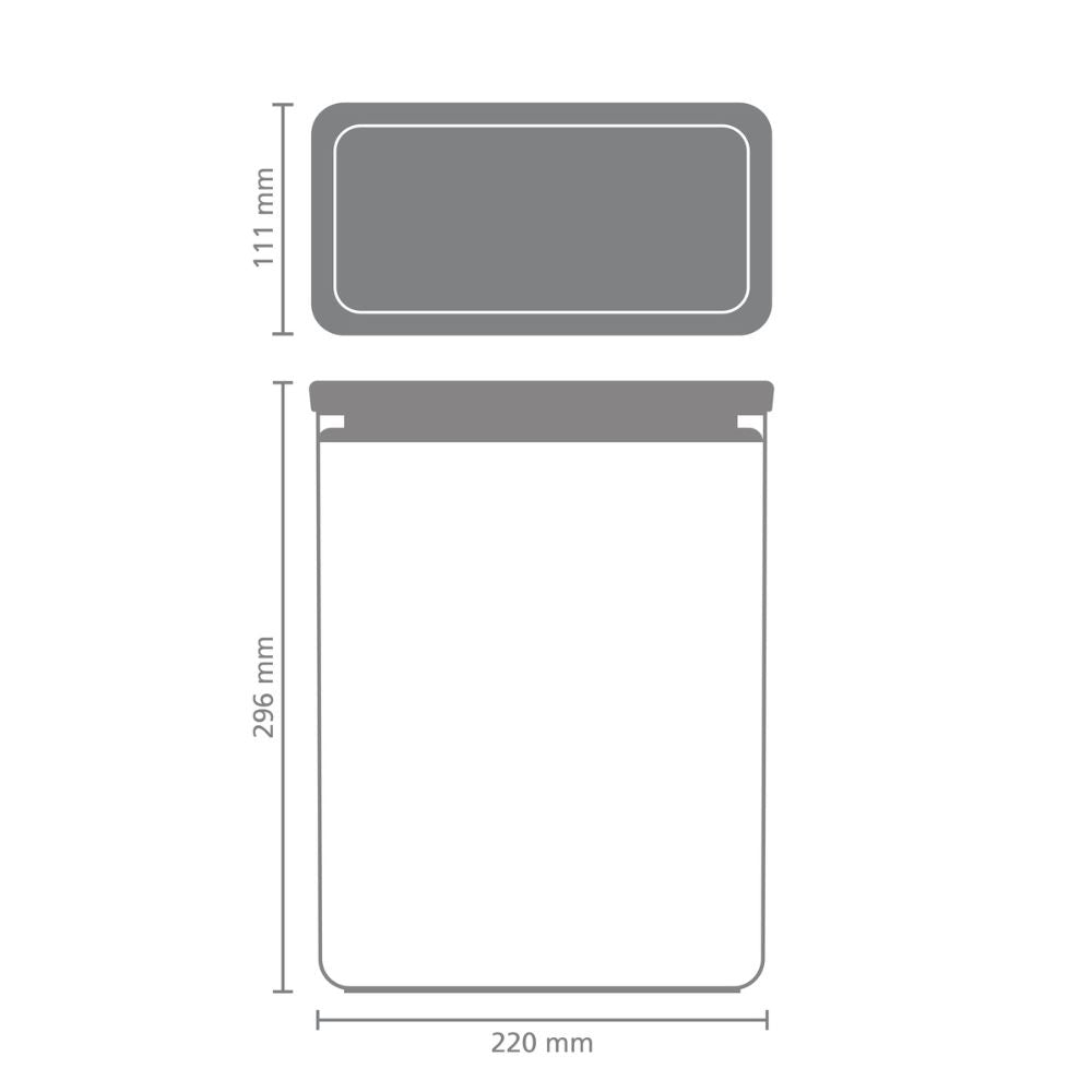 Tasty+ Stackable Canister, 5.4 litre - Dark Grey Dimensions at Brabantia GH