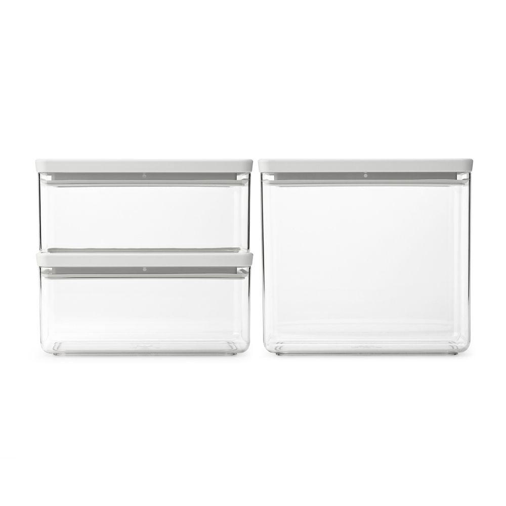 Tasty+ Stackable Canister, Set of 3, 2x1.5 litre and 1x3.5 litre - Light Grey at Brabantia GH