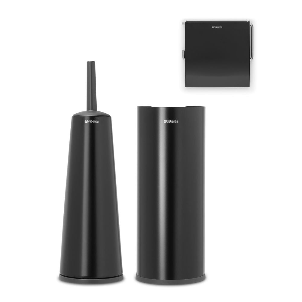 Toilet Accessory Set, ReNew, Set of 3 - Matt Black at Brabantia GH