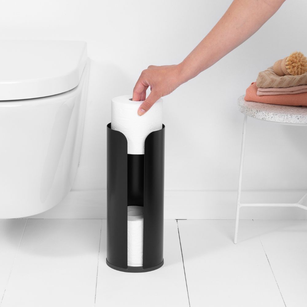 Toilet Roll Dispenser, ReNew, for 3 spare rolls - Matt Black at Brabantia GH