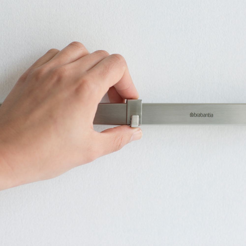 Wall Rail, 60 centimetre /23.6 inch, 7 Hooks - Matt Steel