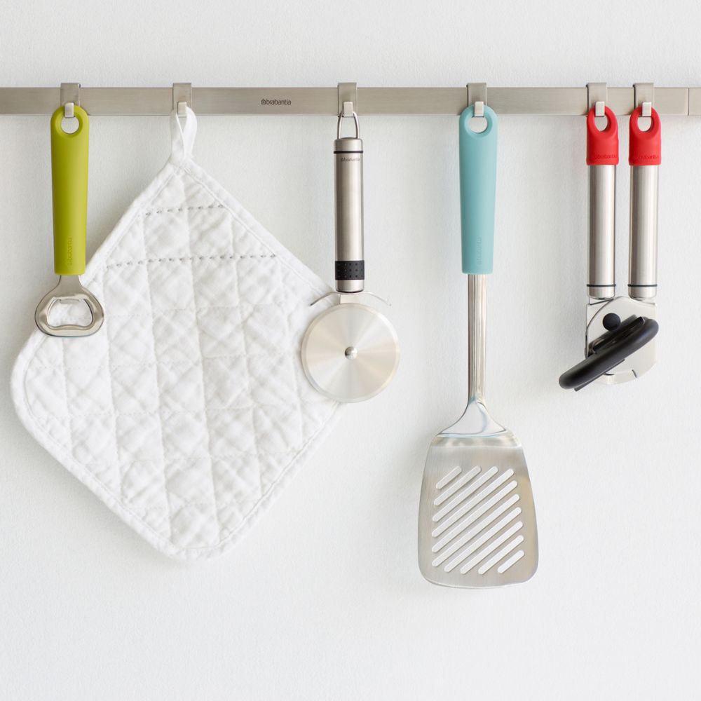 Wall Rail, 60 centimetre /23.6 inch, 7 Hooks - Matt Steel at Brabantia GH