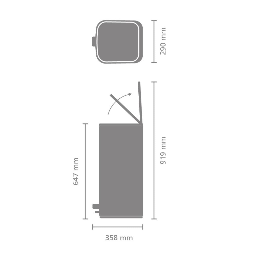 Bo Pedal Bin, 30L Dimensions at Brabantia GH