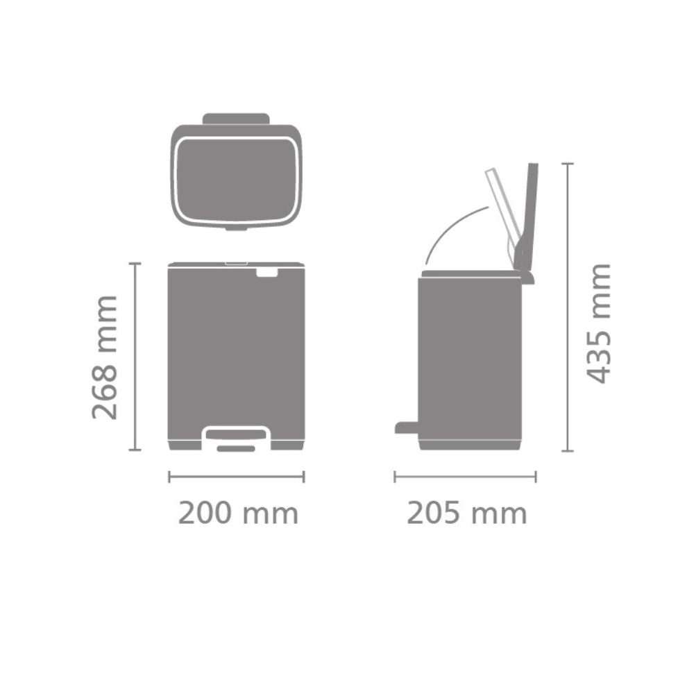 Bo Pedal Bin, 4L Dimensions at Brabantia GH