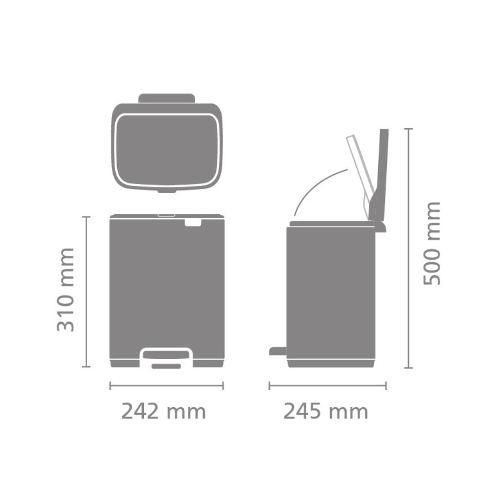 Bo Pedal Bin, 7L Dimensions at Brabantia GH