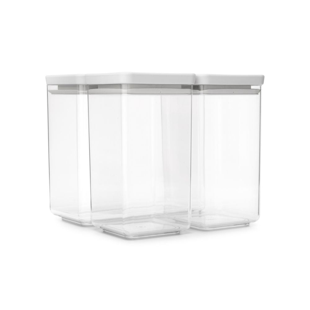 Tasty+ Stackable Canister, Set of 3, 2x1.6 litre and 1x3.5 litre - Light Grey at Brabantia GH