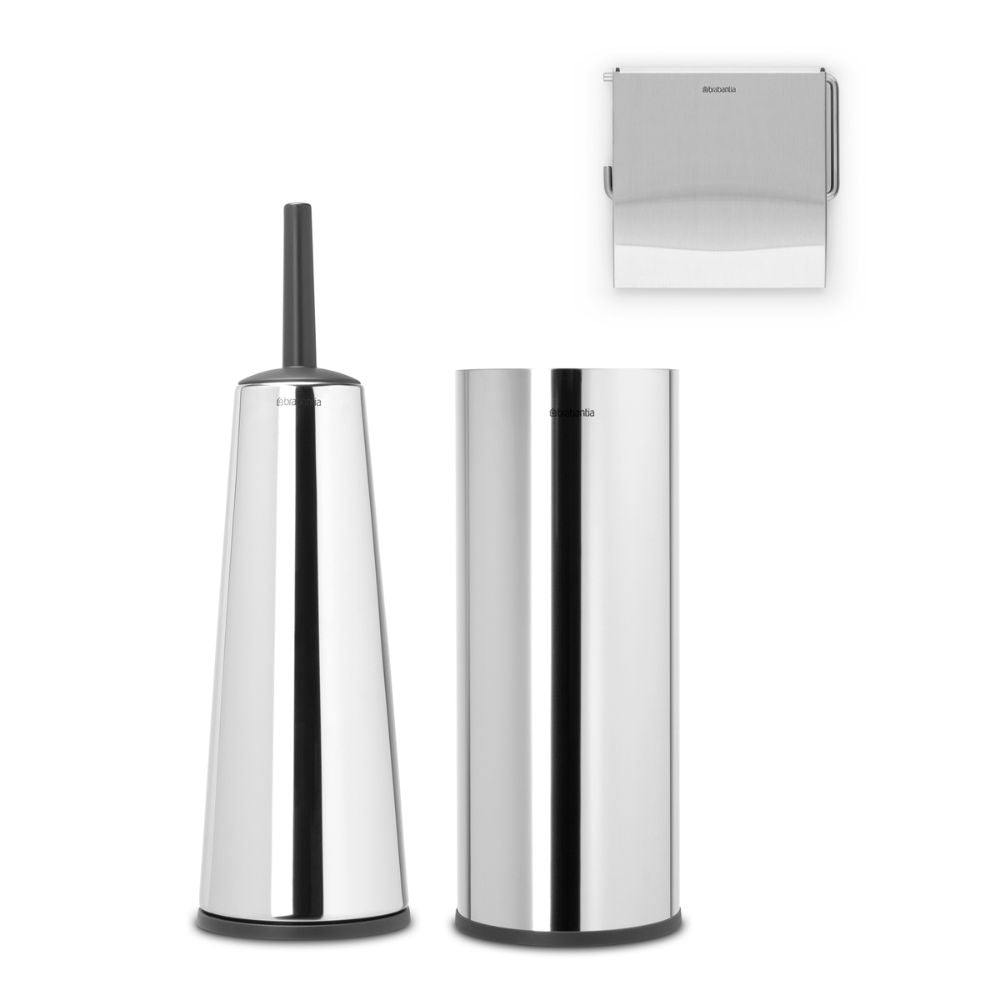 Toilet Accessory Set, ReNew, Set of 3 - Brilliant Steel at at Brabantia GH 