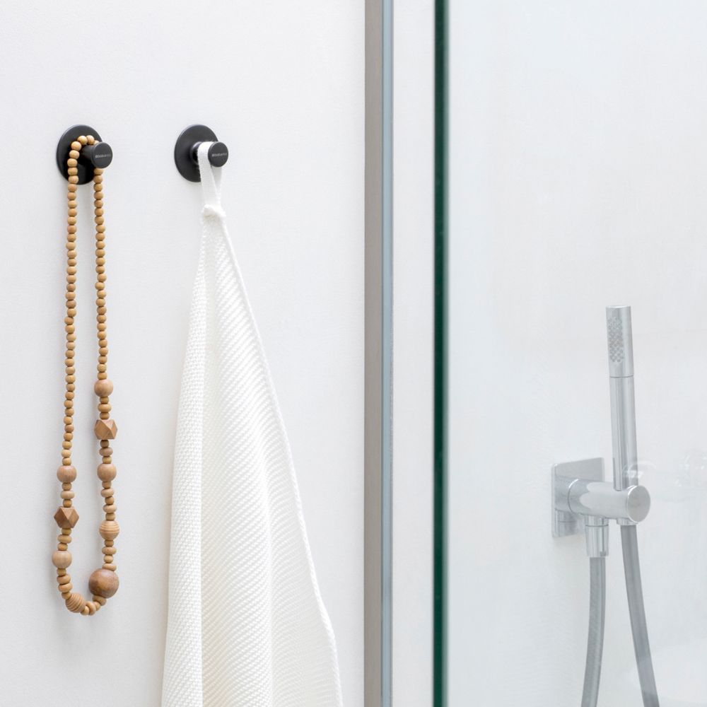 Towel Hooks, ReNew, Set of 2, screws and tape included - Dark Grey at Brabantia GH 